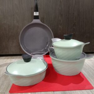 Aluminum Die-cast ceramic coating Cookware Set 7 Pcs Gray with lid - 5015CGR