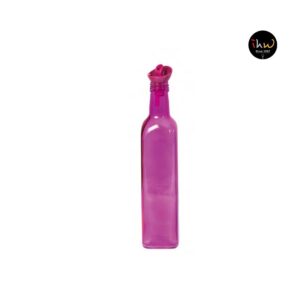 Decorated Square Oil & Vinegar Bottle Pink Colour 500ml - 151432-000