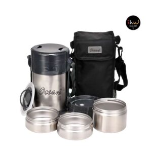 Lunch Box 3 Layers S/s Pot, 1500 Ml With Carrying Bag - Olbt042