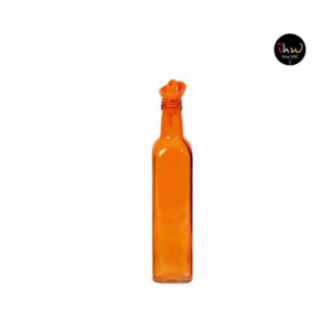 Decorated Square Oil & Vinegar Bottle Orange Colour 500ml - 151432-000