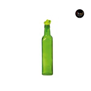 Decorated Square Oil & Vinegar Bottle Green Colour 500ml - 151432-000