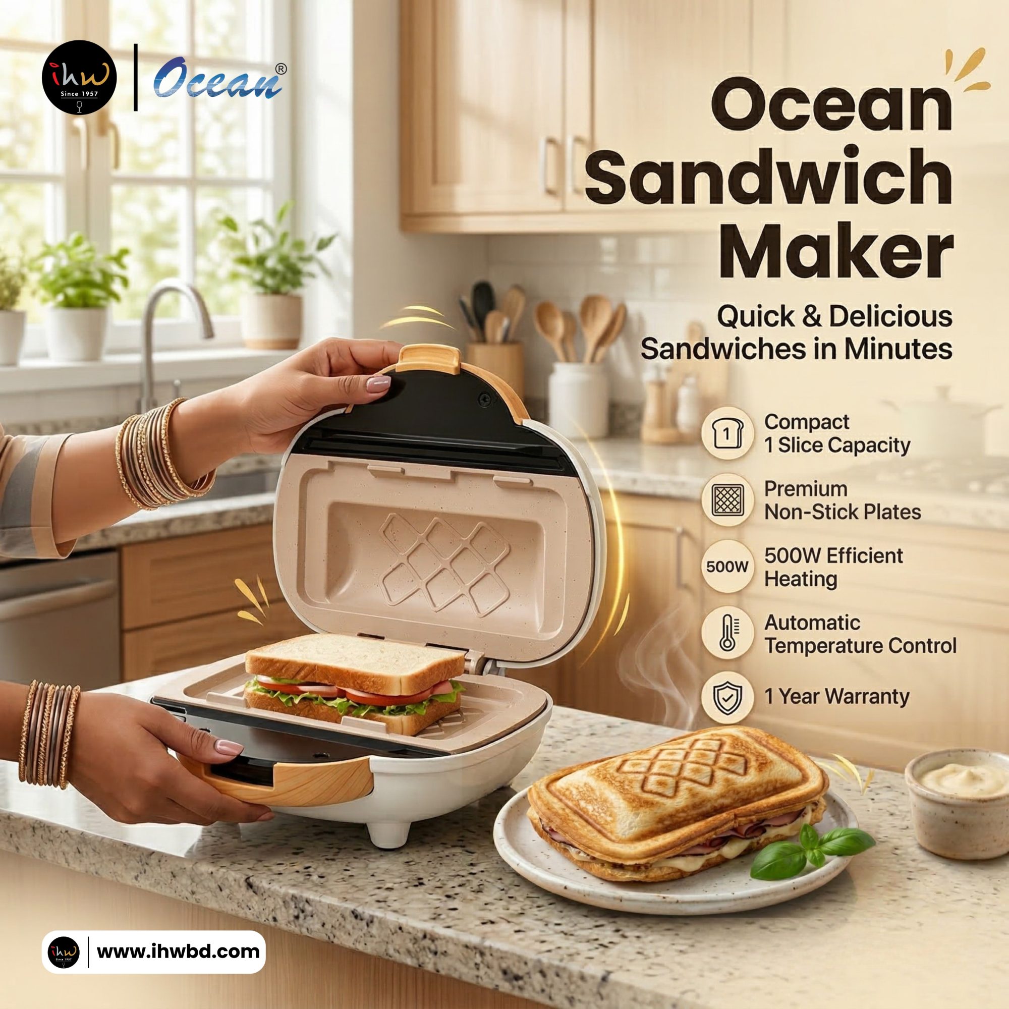 Sandwich maker wooden handle - osm1f56