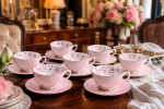 IHW Fine Bone China Tea Cup & Saucer Set 6+6, 12 Pcs - DFY020CS6