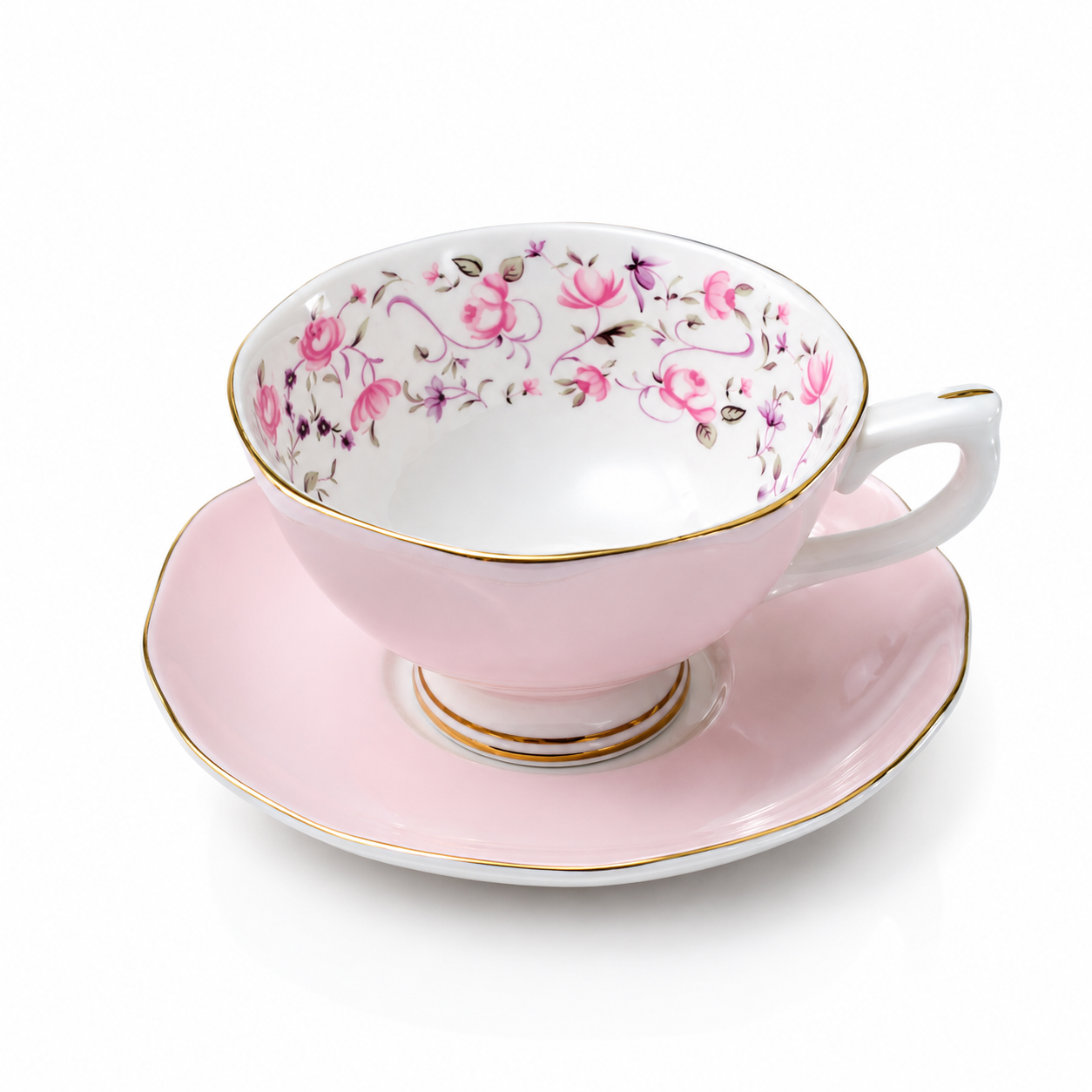 Ihw fine bone china tea cup & saucer set 6+6, 12 pcs - dfy020cs6