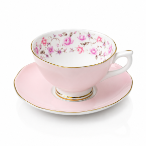 IHW Fine Bone China Tea Cup & Saucer Set 6+6, 12 Pcs - DFY020CS6