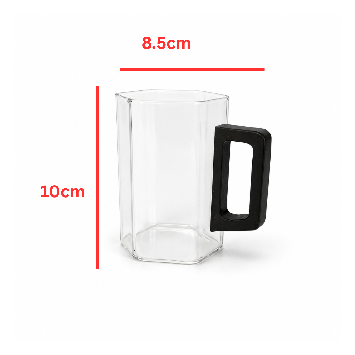 Glass mug wooden handle (10x8. 5) cm - rn4548