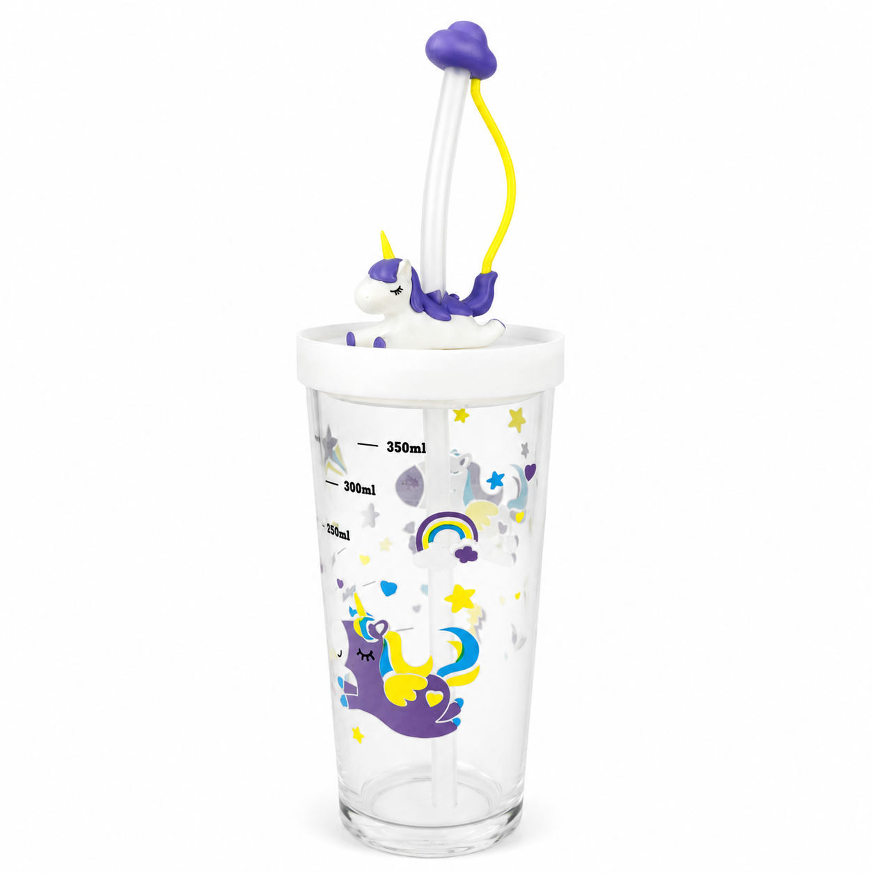 Water bottle tumbler unicorn w/straw - q7222 1 Water bottle tumbler unicorn w/straw - q7222