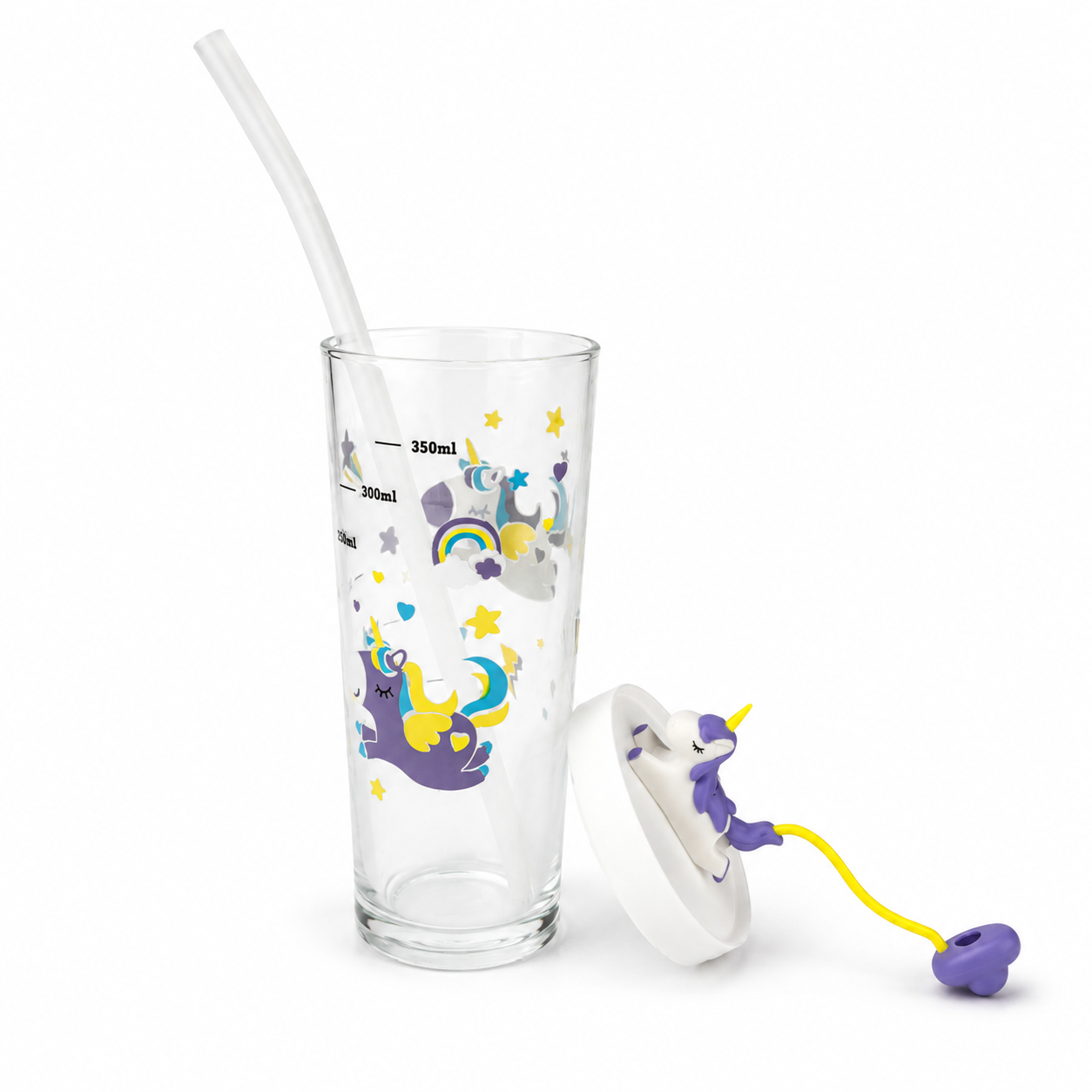 Water bottle tumbler unicorn w/straw - q7222 4 Water bottle tumbler unicorn w/straw - q7222