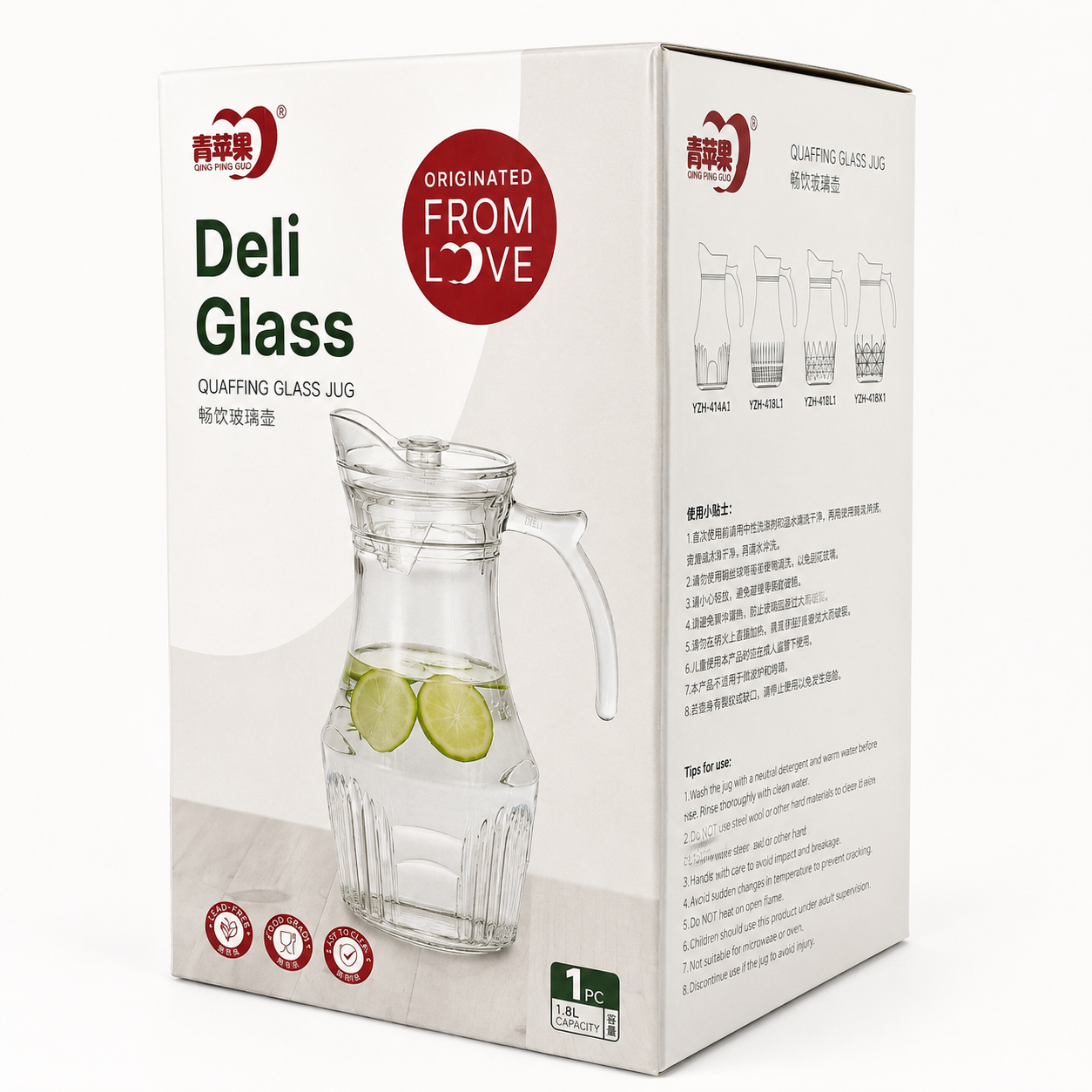 Crystal glass water jug 1. 8l -ah200yzh41b