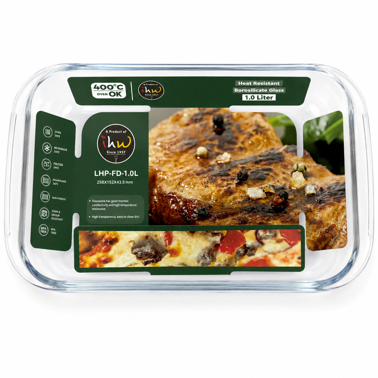Ihw rectangular glass oven dish 1l – lhpfd10lr 3 Ihw rectangular glass oven dish 1l – lhpfd10lr